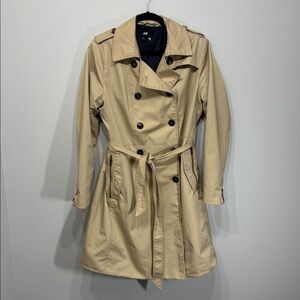 H and M Double Breasted Raglan Trench Coat  Size 14 Colour Tan